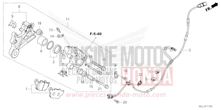 REAR BRAKE CALIPER for CB1000F "Big One" MAT BALLISTIC BLACK METALLIC (NHA86) from 2025